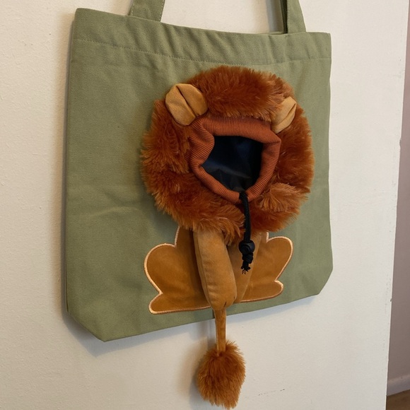NEW Green Canvas Lions Head Small Pet Carrying Bag - Picture 2 of 7